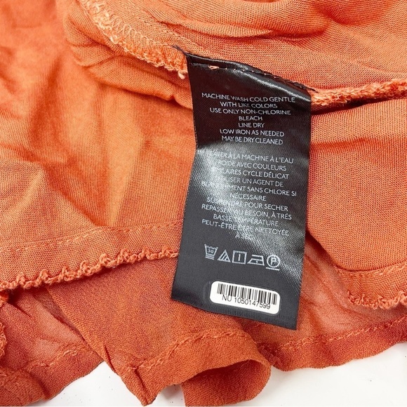 BY ANTHROPOLOGIE Women’s Terra Cotta TWIST FRONT SLIP DRESS Fully Lined Size 14 - Picture 7 of 7